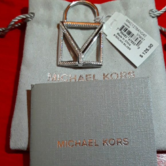 ♥️Michael Kors Sterling silver Mercer Charm Pave New Rhinestones Locket Pendant - Picture 2 of 7